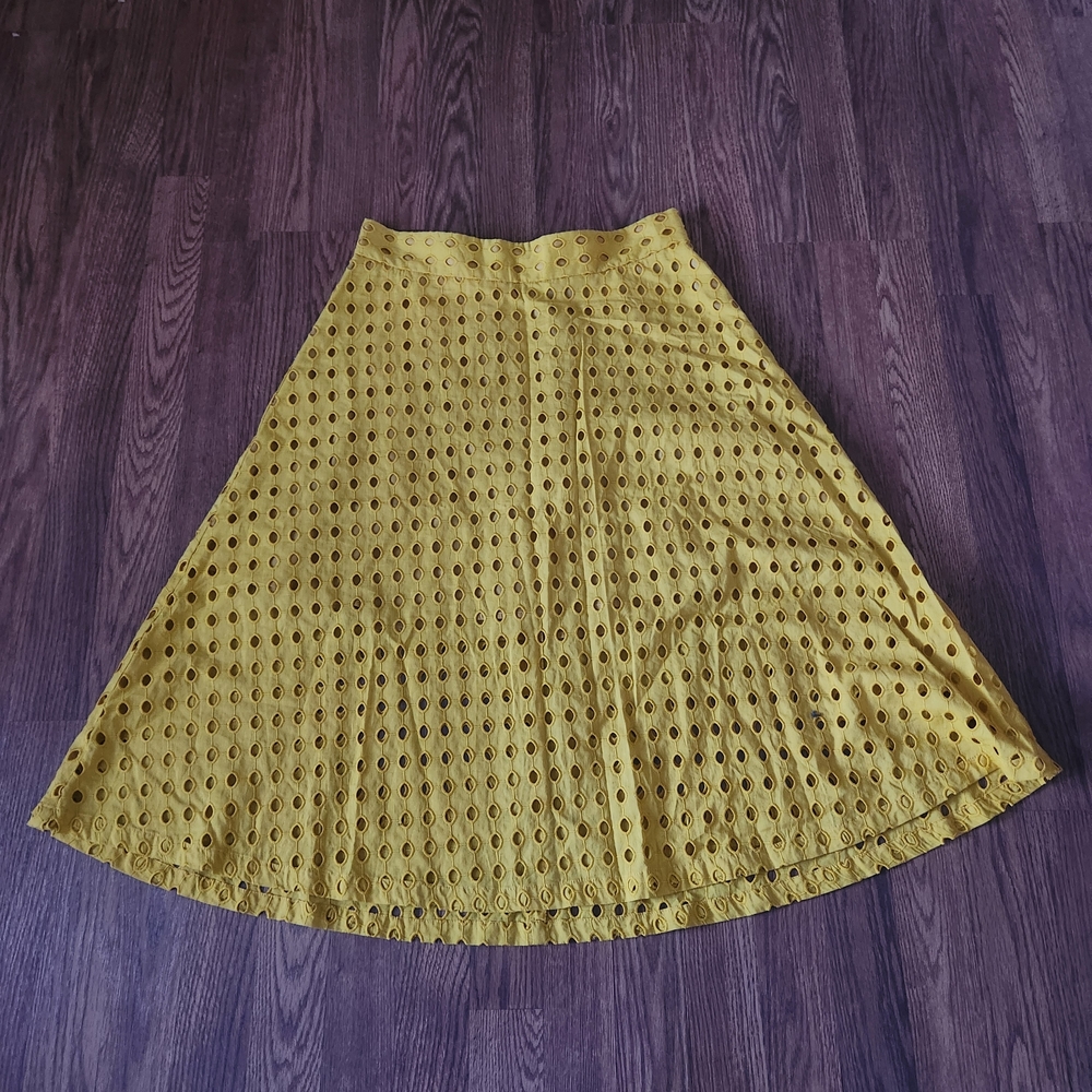 H&M Mustard Eyelet A-Line Skirt